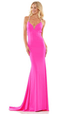 Colors Dress 2974 - Beaded Strap V-Neck Prom Gown - Silhouette Dresses