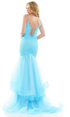 Colors Dress 2978 - Sequined V-Neck Tiered Prom Gown