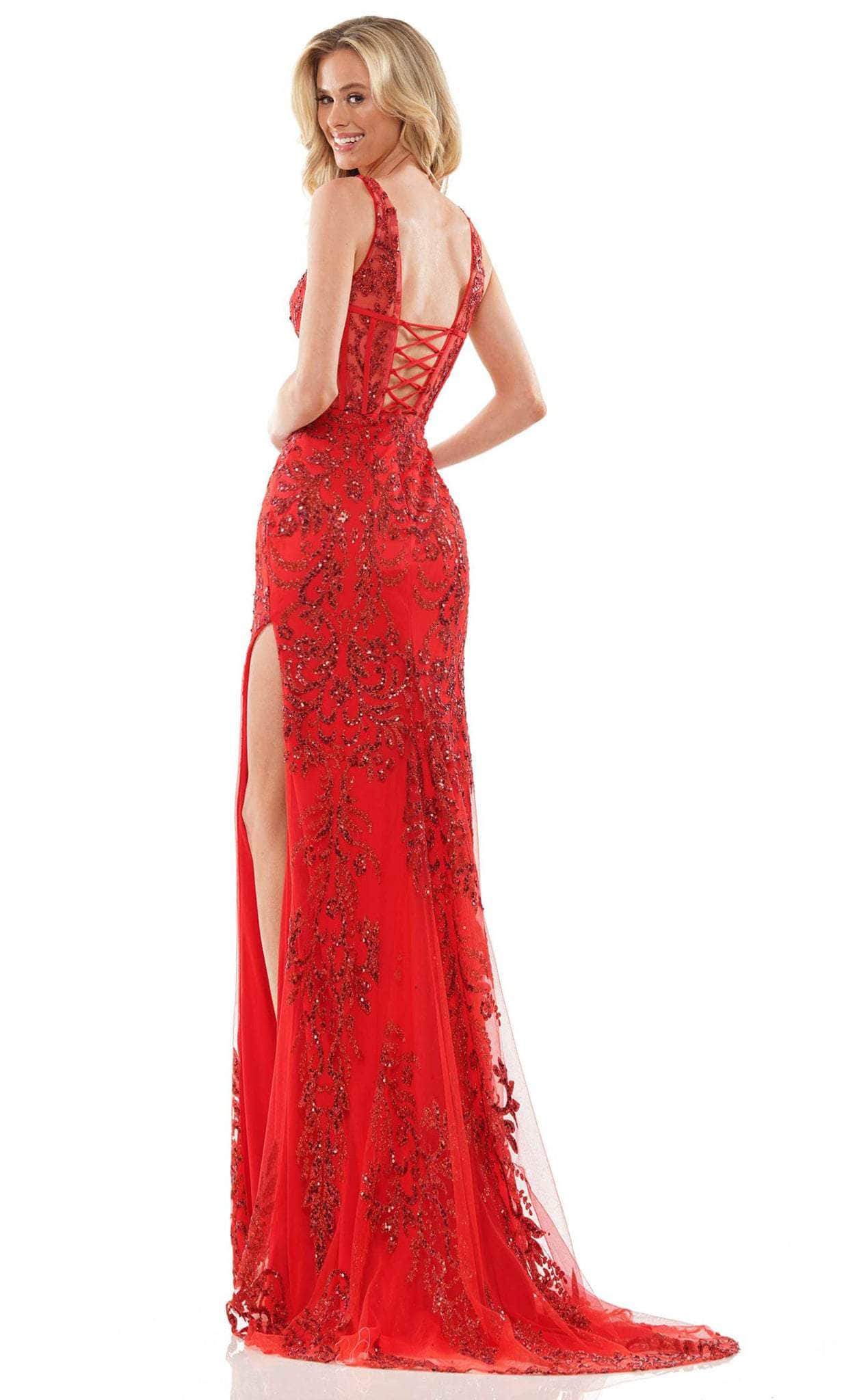 Colors Dress 2990 - V-neck Corset Bodice Prom Dress - view 4