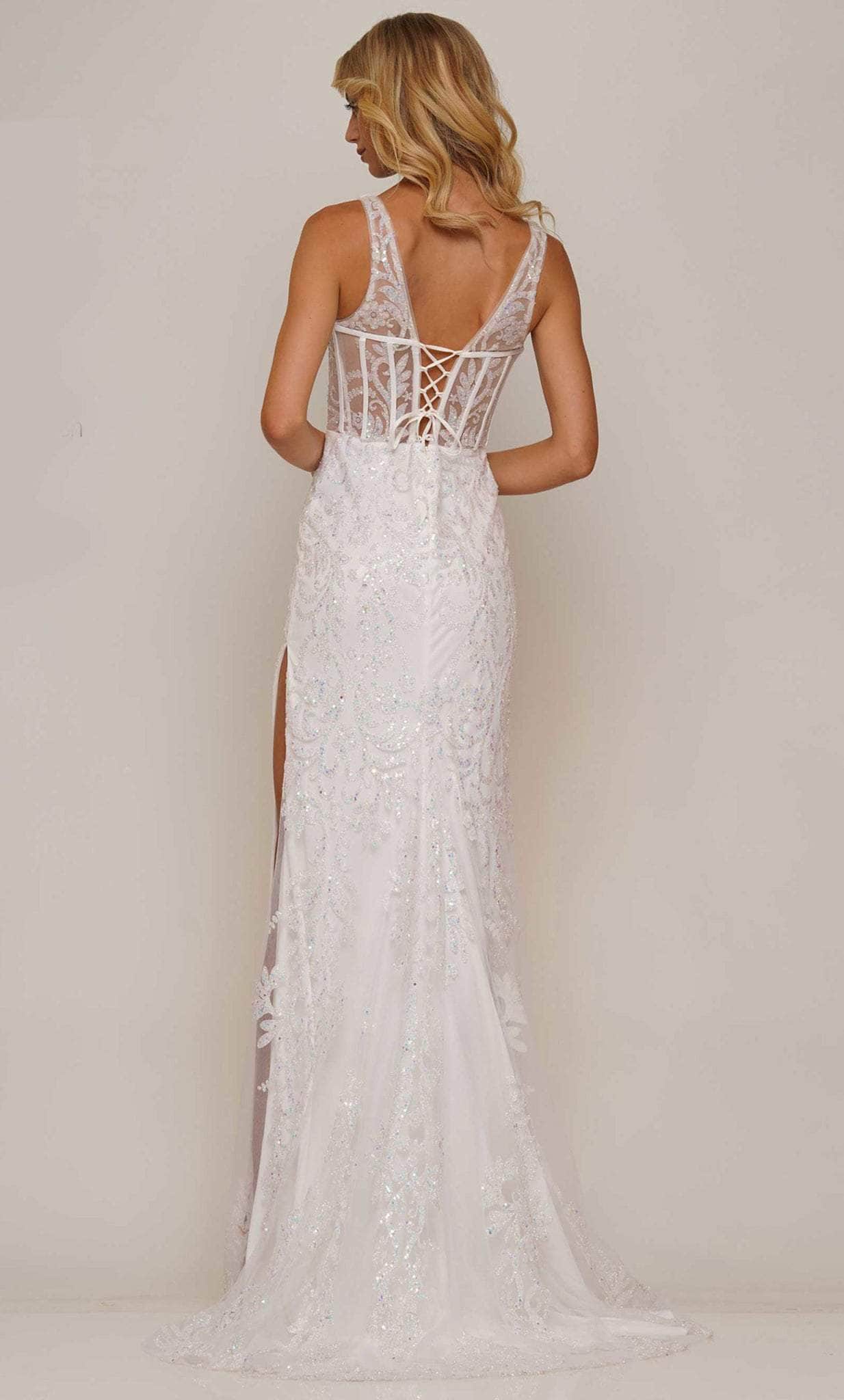 Colors Dress 2990 - V-neck Corset Bodice Prom Dress - back view