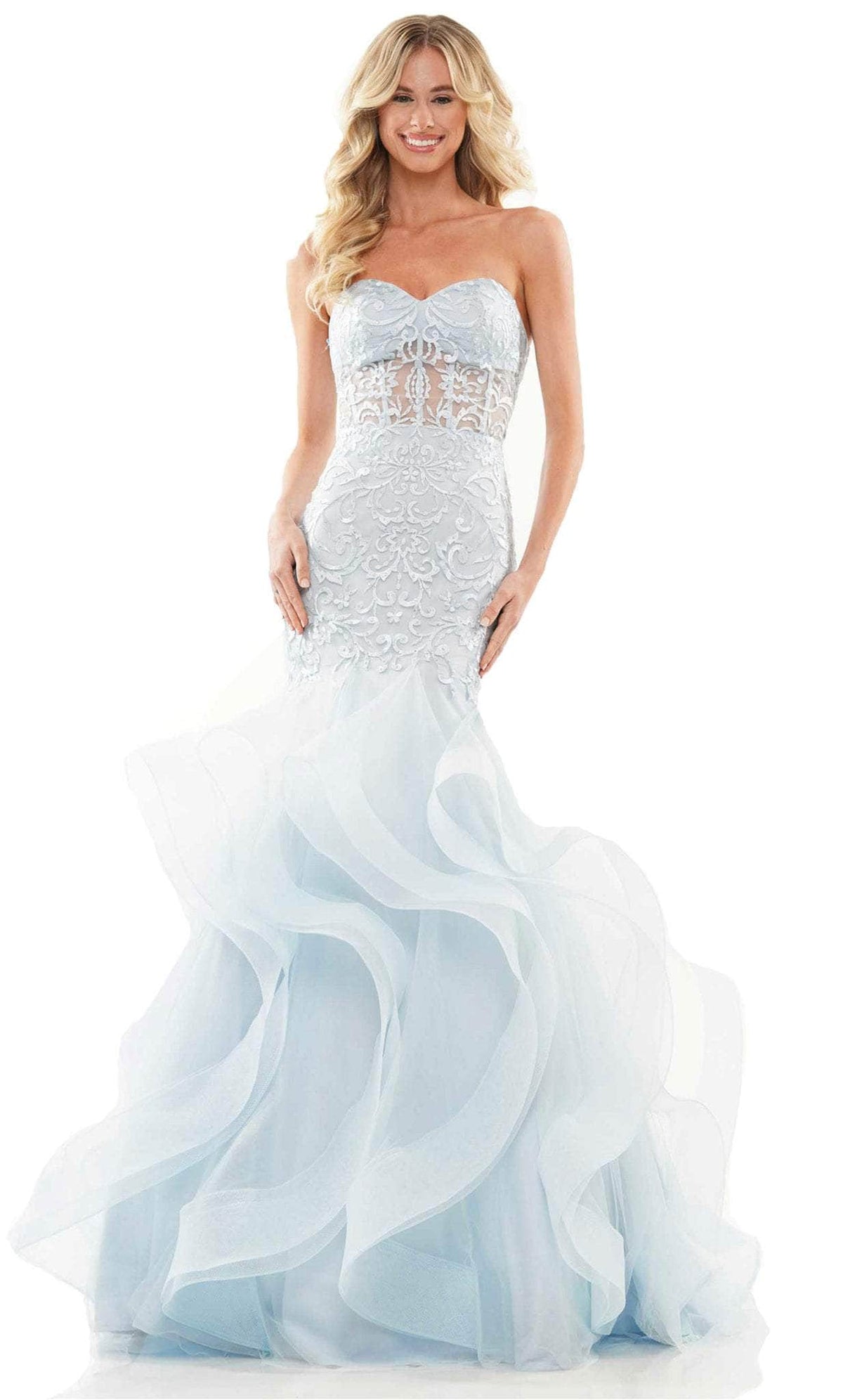 Colors Dress 2998 - Strapless Ruffled Skirt Prom Gown