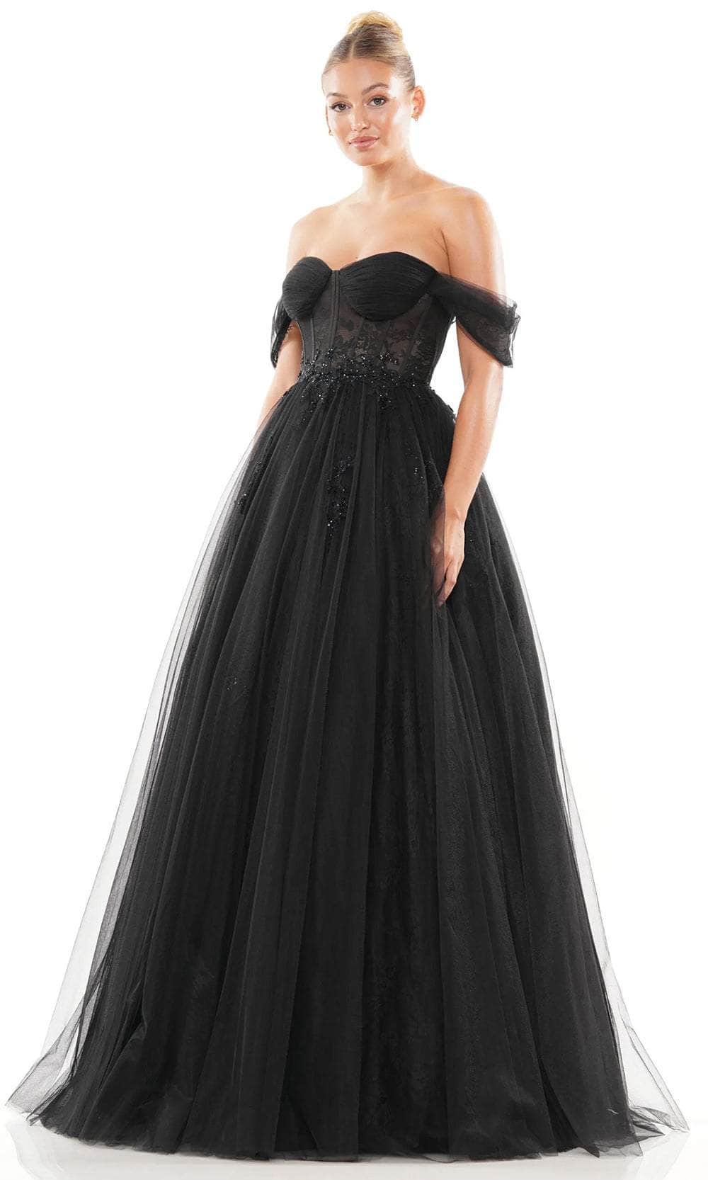 Colors Dress 3240 - Off Shoulder Tulle Prom Dress - Silhouette Dresses