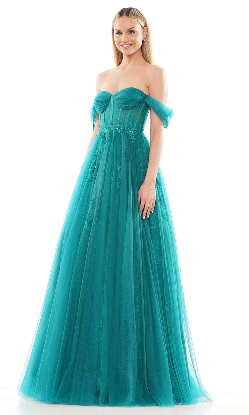 Colors Dress 3240 - Off Shoulder Tulle Prom Dress - back view