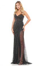 Colors Dress 3307 - Beaded Illusion Skirt Prom Dress - Silhouette Dresses