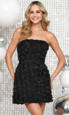 Colors Dress 3331 - Strapless Rosette Appliqued Cocktail Dress - Silhouette Dresses