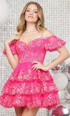 Colors Dress 3347 - Sequin Lace Off Shoulder Cocktail Dress - view 4