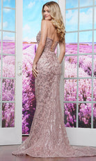Colors Dress 3415 - Sequin Lace Ruched Prom Gown - detail view