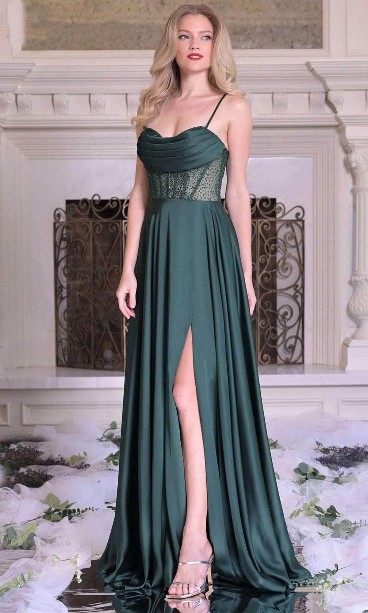 Colors Dress 3431 - Draped Corset Prom Dress- Draped Corset Prom Dress