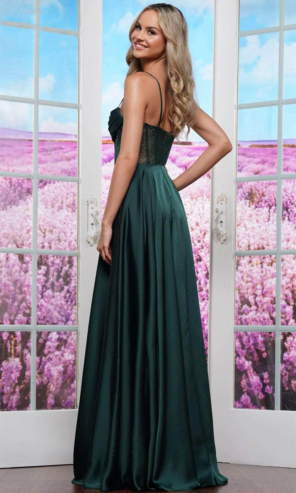 Colors Dress 3431 - Draped Corset Prom Dress- Draped Corset Prom Dress - back view