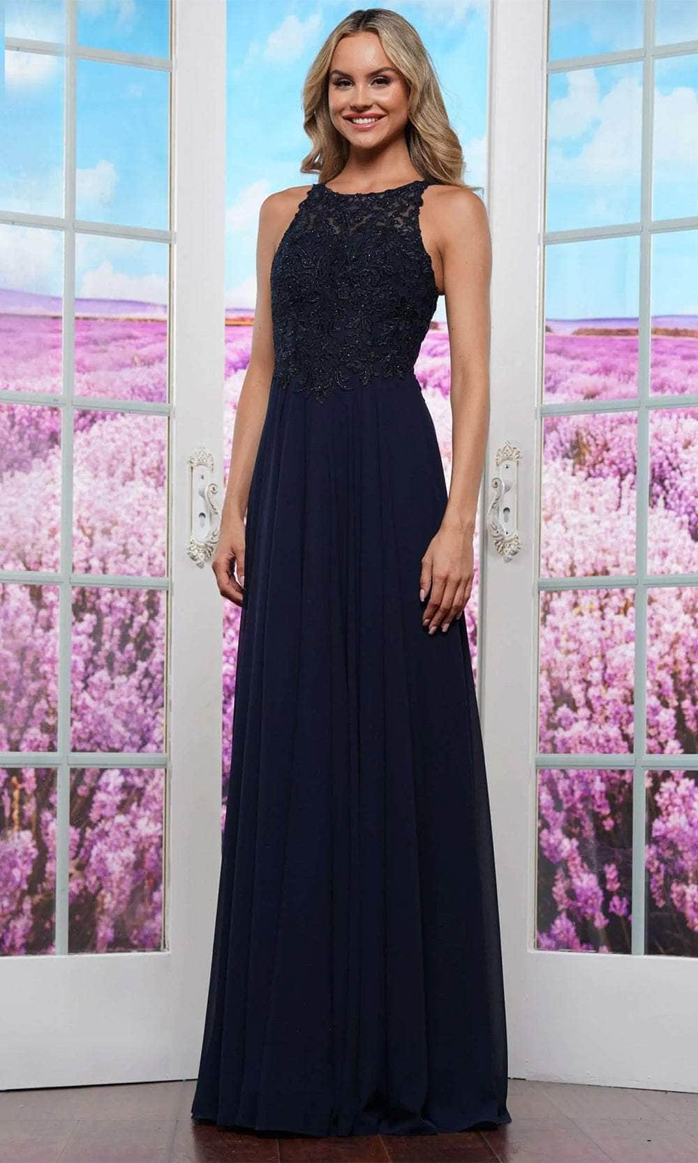 Colors Dress 3440 - Sleeveless Applique Prom Dress - detail view