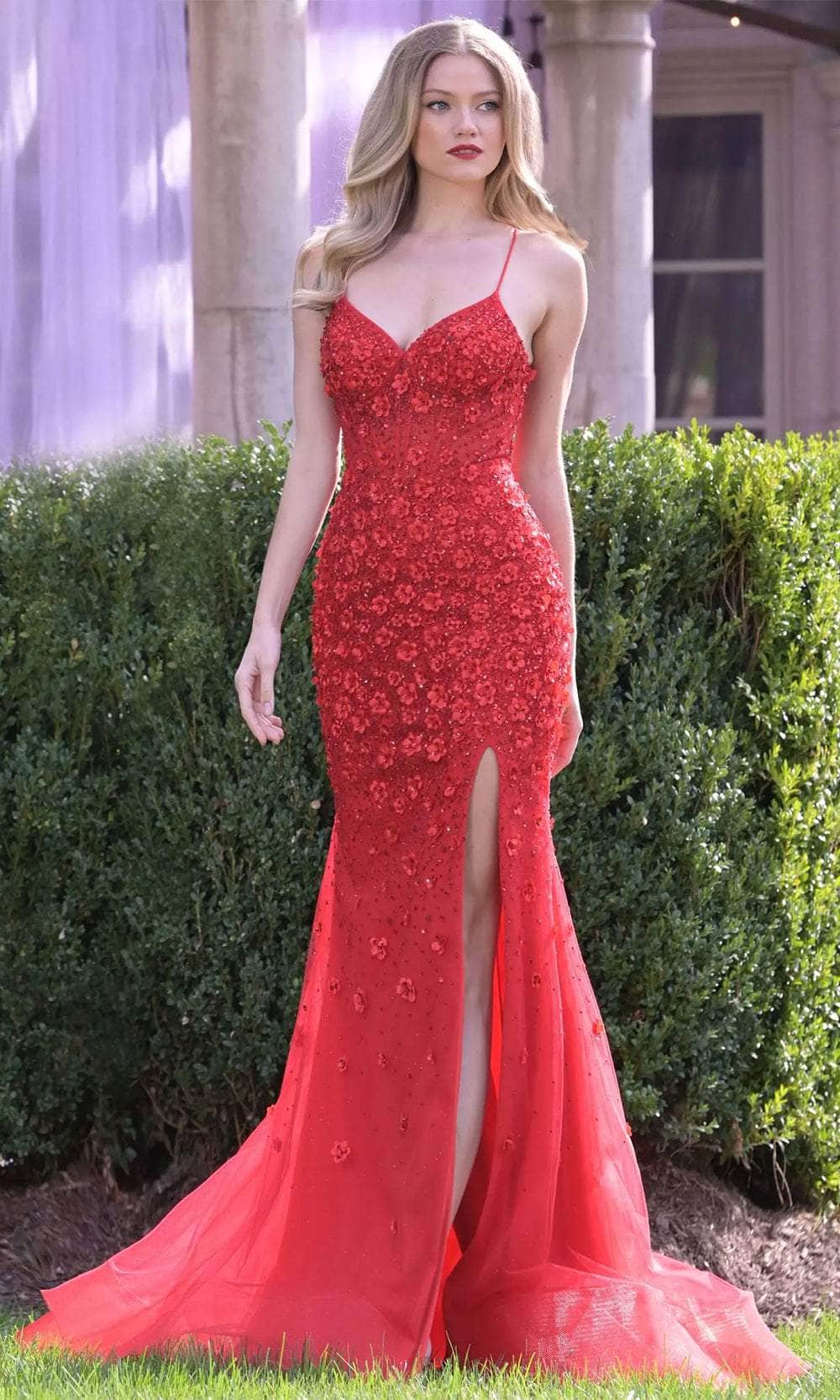 Colors Dress 3453 - Floral Mesh Prom Dress - back view
