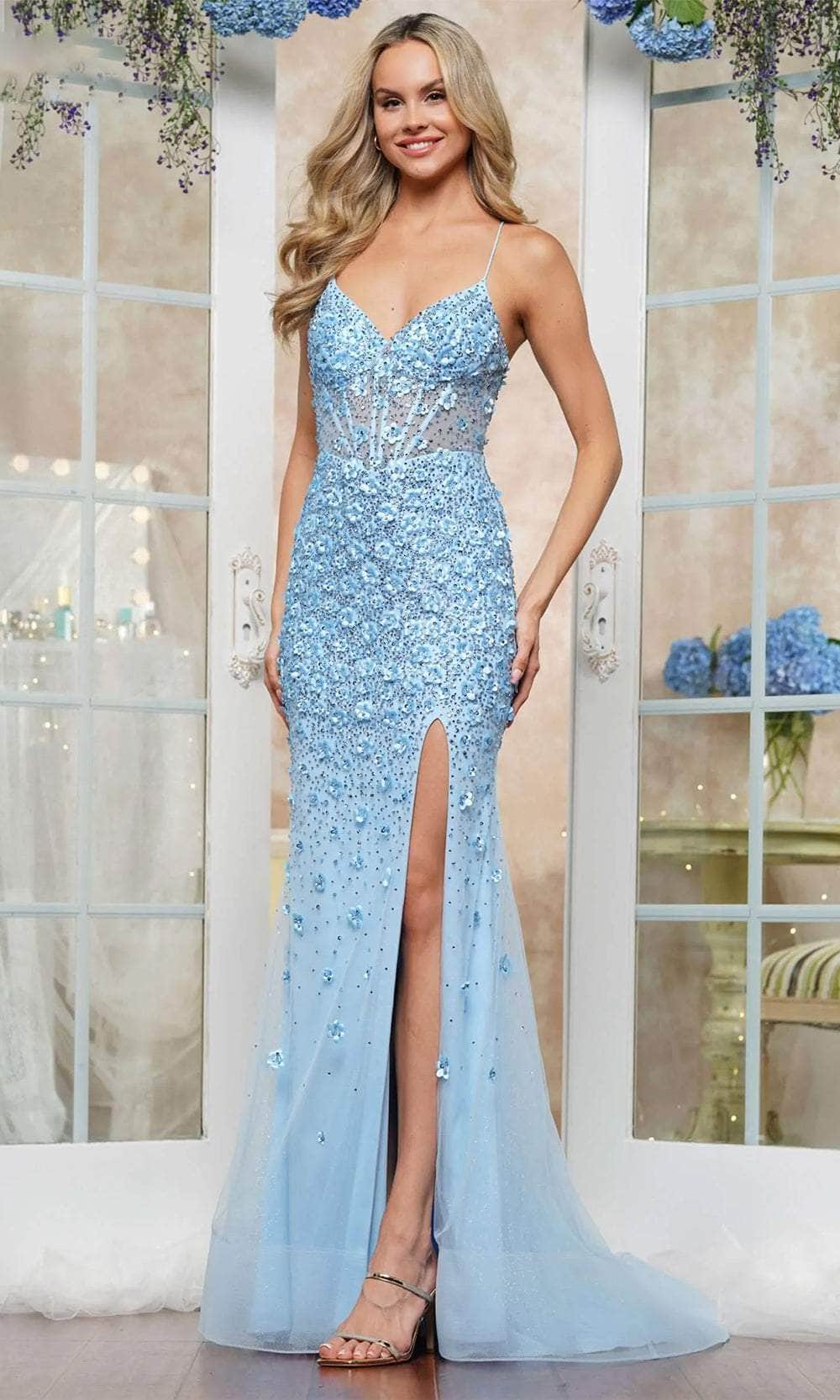 Colors Dress 3453 - Floral Mesh Prom Dress - view 5