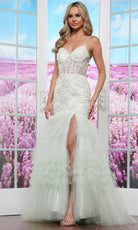 Colors Dress 3465 - 3D Floral Spaghetti Strap Prom Gown