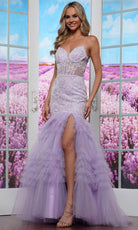 Colors Dress 3465 - 3D Floral Spaghetti Strap Prom Gown