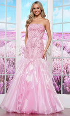Colors Dress 3466 - Strapless Organza Flare Dress
