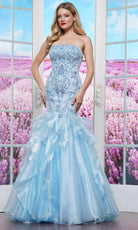 Colors Dress 3466 - Strapless Organza Flare Dress