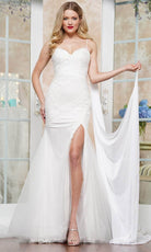 Colors Dress 3467 - Sequin Appliqued Long Cape Prom Gown