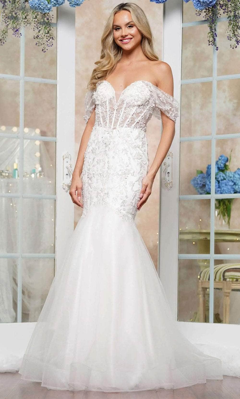 Colors Dress 3468 - Lace Off Shoulder Prom Dress