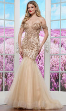 Colors Dress 3468 - Lace Off Shoulder Prom Dress