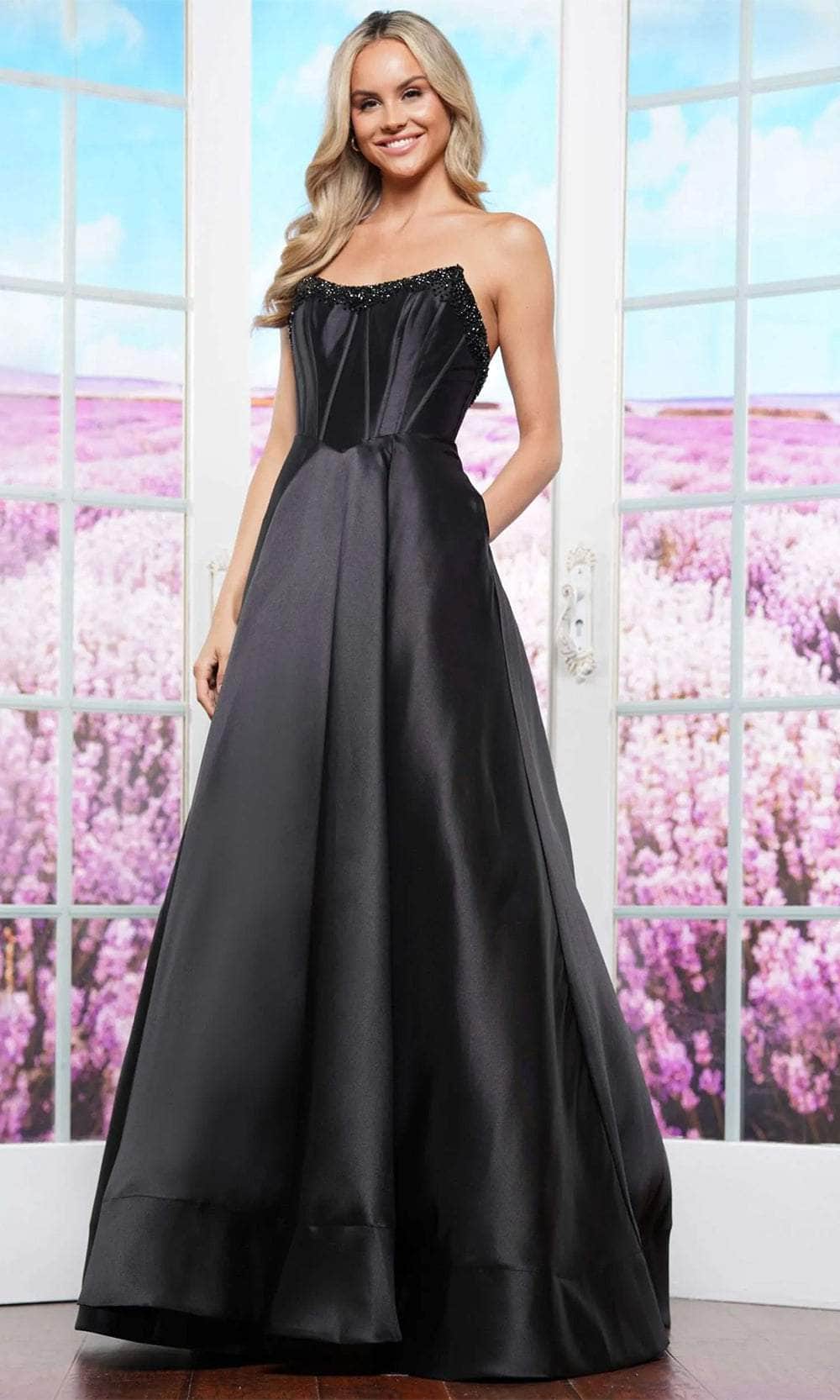 Colors Dress 3478 - Scoop Neck Mikado Prom Dress - Silhouette Dresses