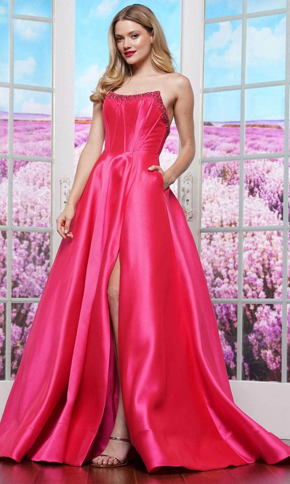 Colors Dress 3478 - Scoop Neck Mikado Prom Dress - detail view