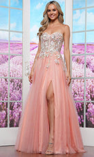 Colors Dress 3496 - Floral Appliqued Sweetheart Prom Dress - back view