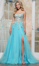 Colors Dress 3496 - Floral Appliqued Sweetheart Prom Dress - Silhouette Dresses