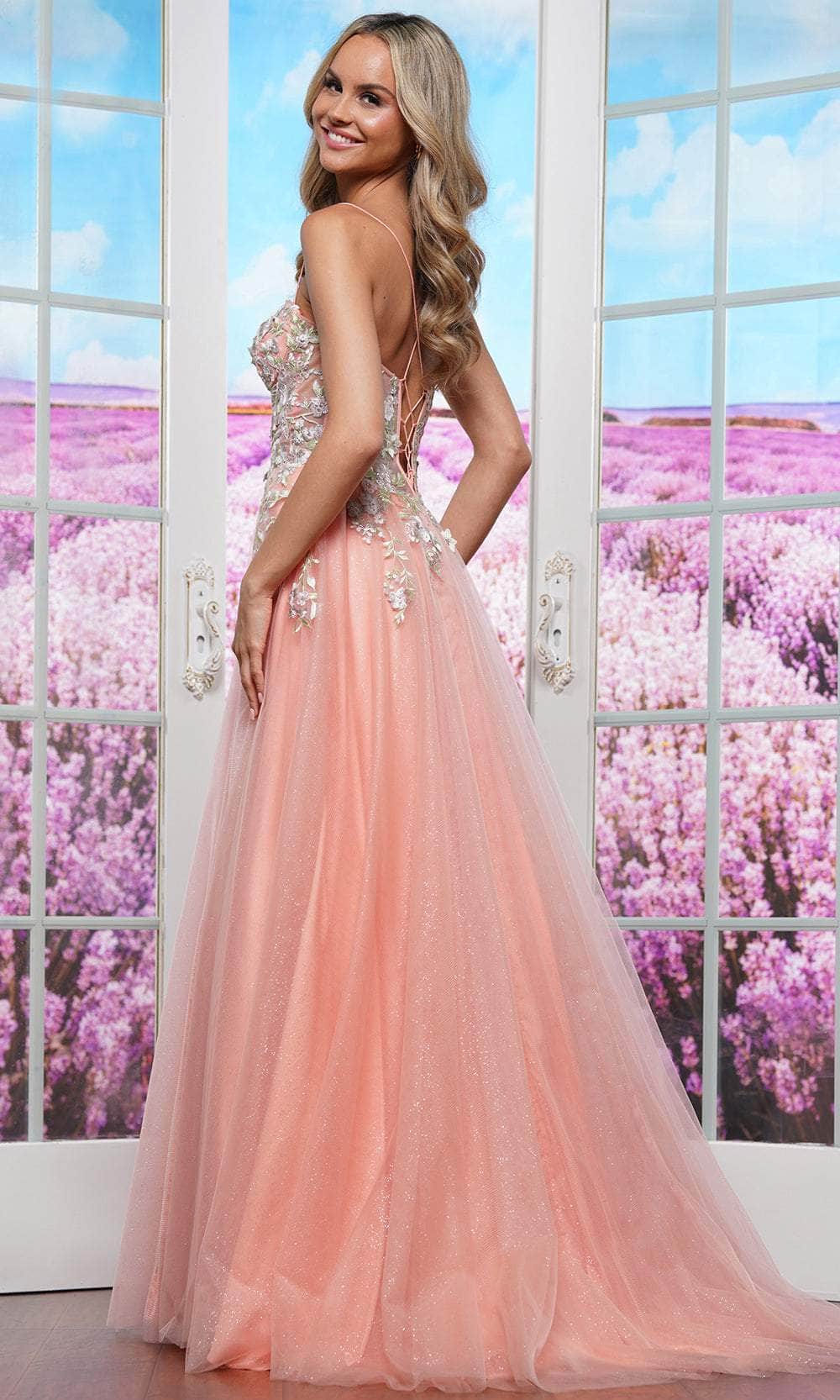 Colors Dress 3496 - Floral Appliqued Sweetheart Prom Dress - detail view