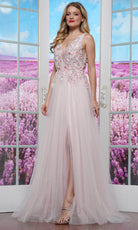 Colors Dress 3499 - Floral Applique Sleeveless Prom Dress - view 8