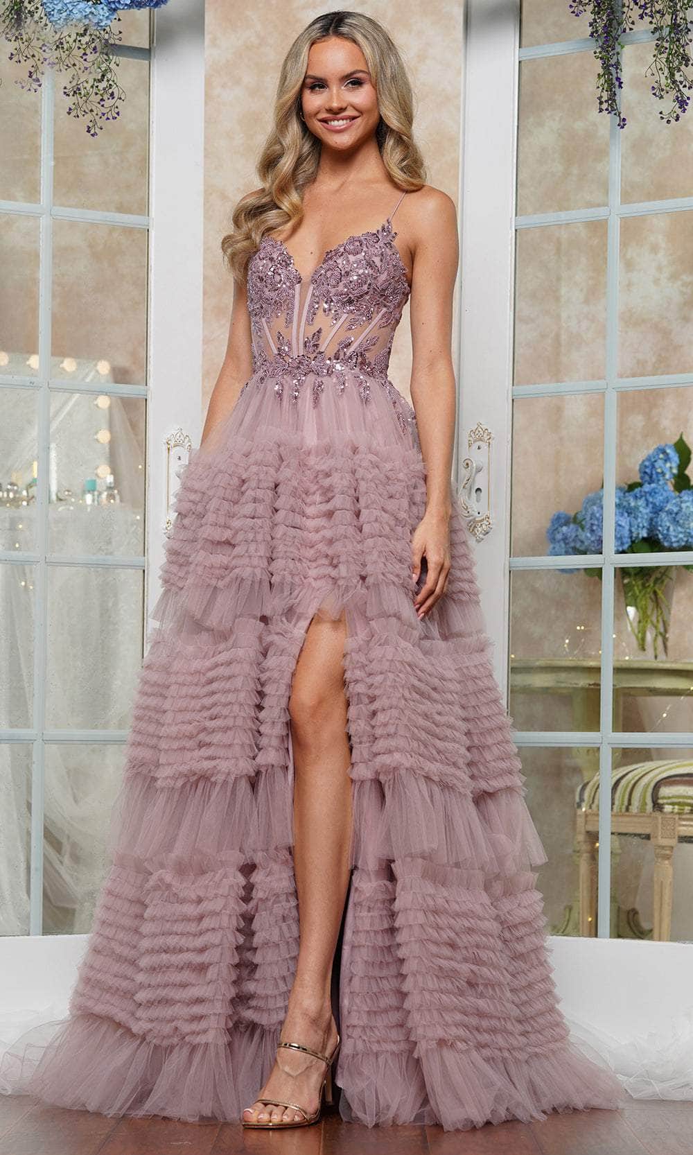 Colors Dress 3515 - Sleeveless Ruffled Skirt Prom Dress - Silhouette Dresses