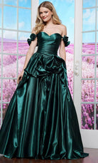 Colors Dress 3521 - Rosette Off Shoulder Prom Dress - back view