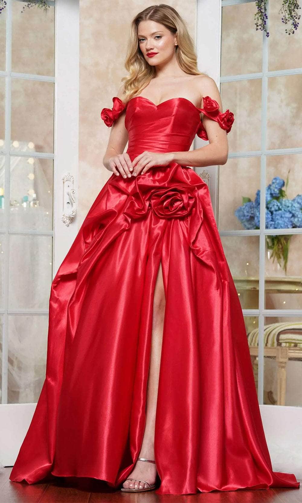 Colors Dress 3521 - Rosette Off Shoulder Prom Dress - view 4
