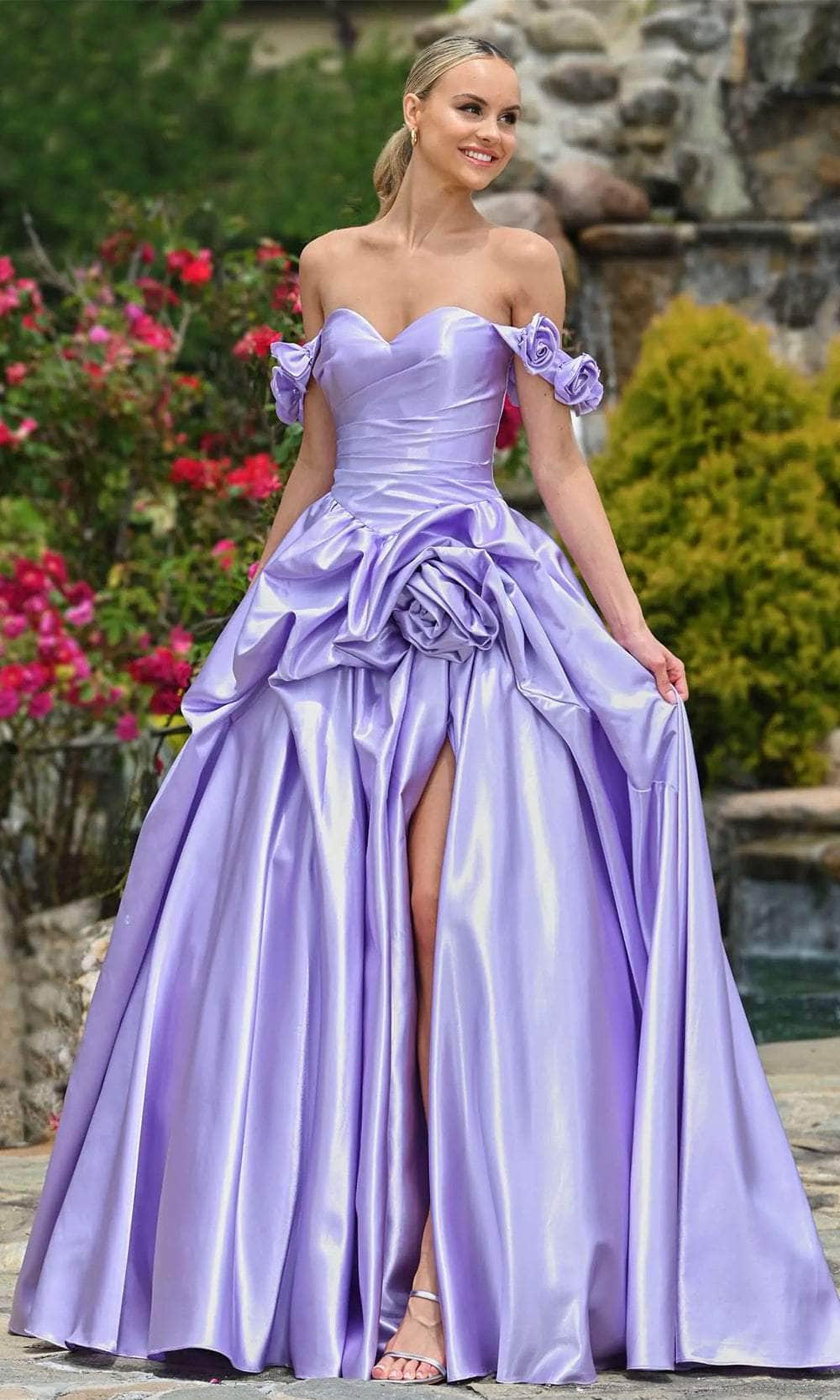 Colors Dress 3521 - Rosette Off Shoulder Prom Dress - view 6