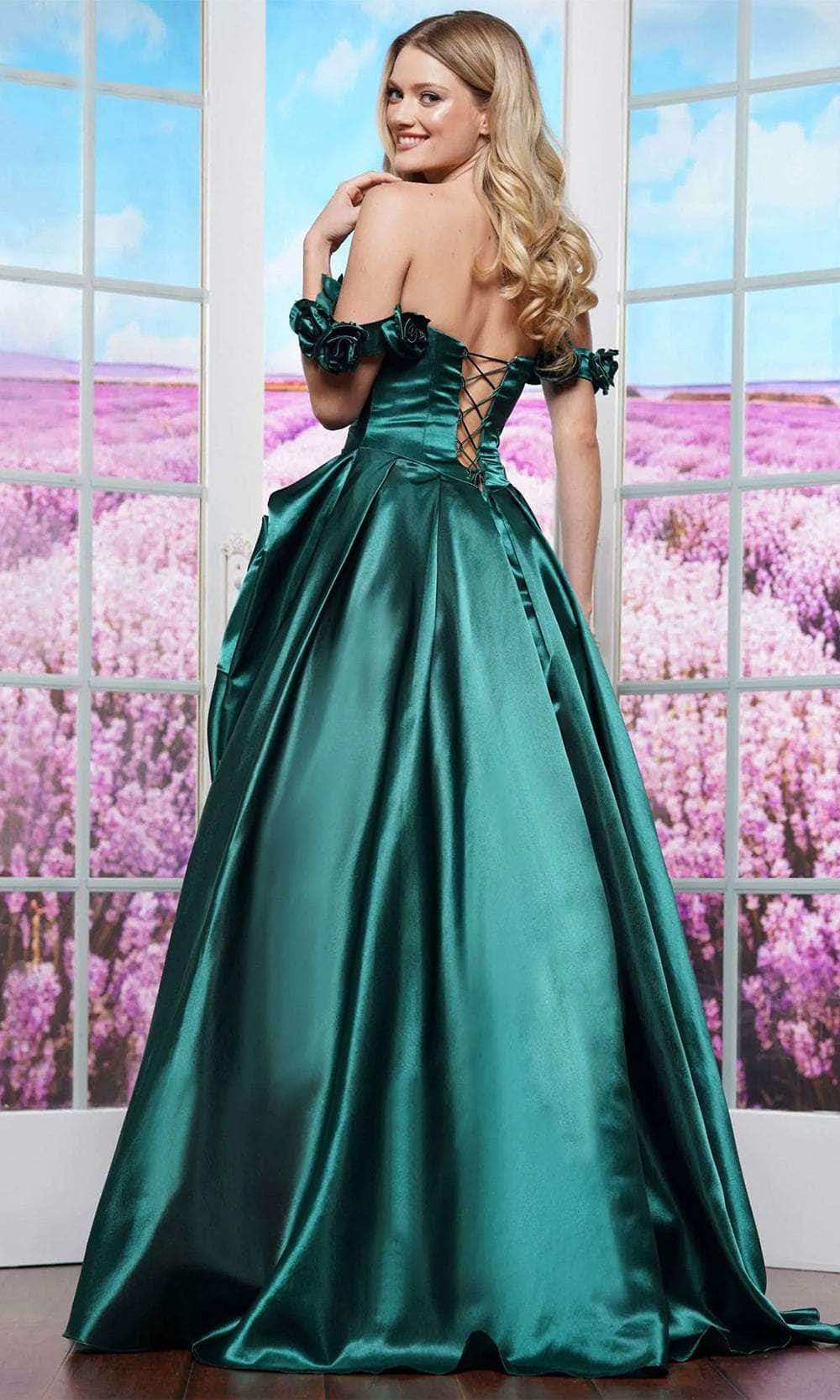 Colors Dress 3521 - Rosette Off Shoulder Prom Dress - detail view