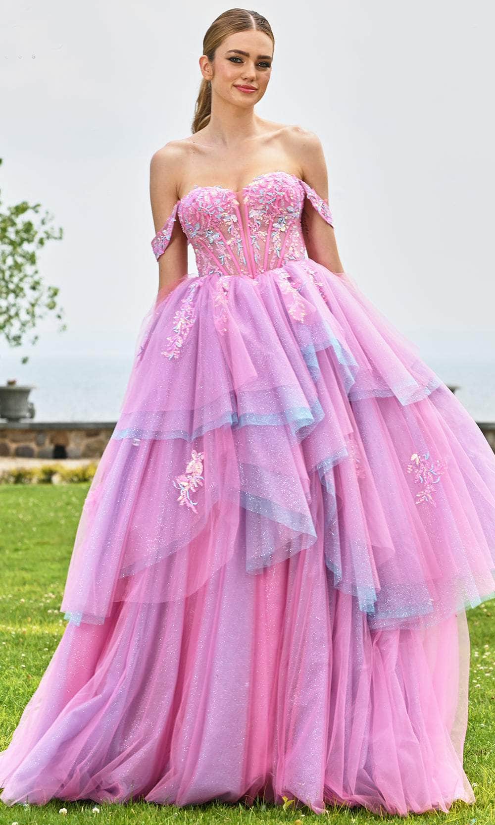 Colors Dress 3534 - Sweetheart Ruffle Layered Ballgown - Silhouette Dresses