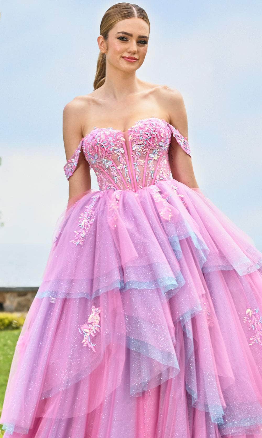 Colors Dress 3534 - Sweetheart Ruffle Layered Ballgown - view 4