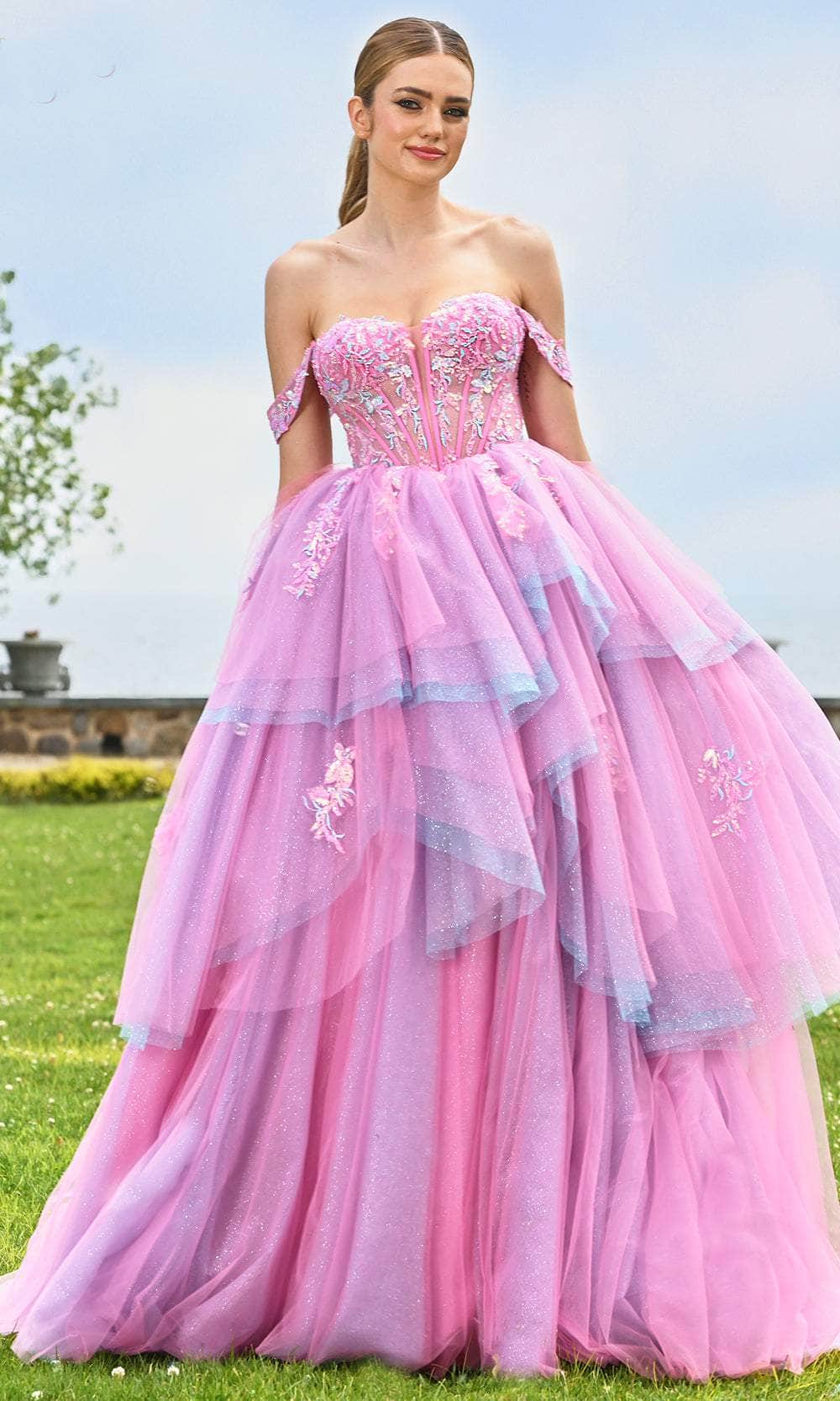 Colors Dress 3534 - Sweetheart Ruffle Layered Ballgown - detail view