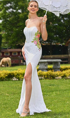 Colors Dress 3536 - Embroidered Strapless Prom Gown