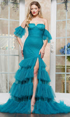 Colors Dress 3539 - Ruched Bodice Tiered Trumpet Prom Gown