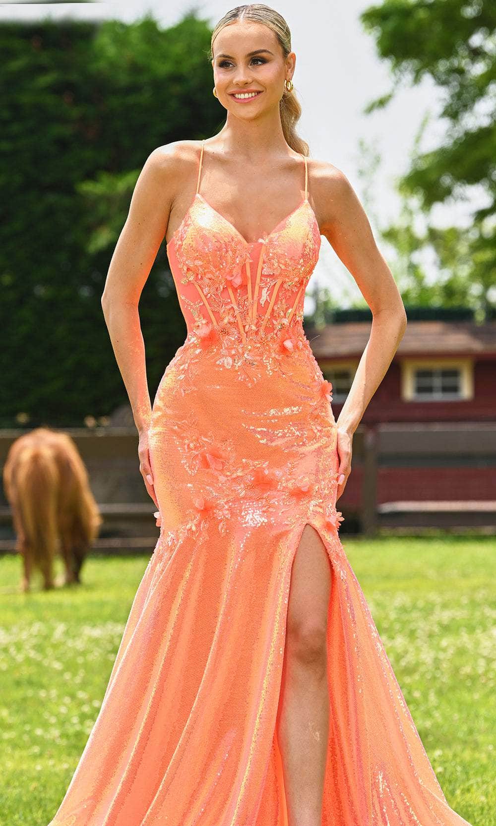 Colors Dress 3540 - Sequin Bodice Lace-Up Back Prom Gown