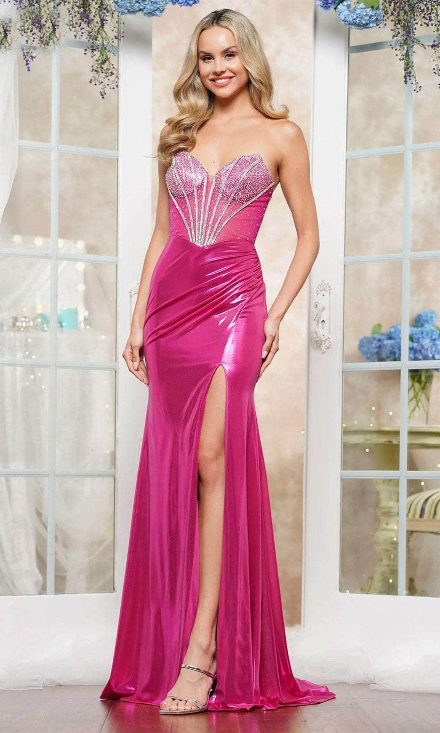 Colors Dress 3551 - Illusion Corset Prom Dress