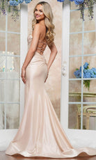 Colors Dress 3562 - Beaded Accent Plunging V-Neck Prom Gown - view 5