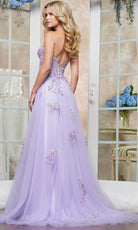 Colors Dress 3575 - Floral Embroidered Tulle A-Line Prom Gown - back view
