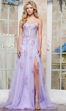 Colors Dress 3575 - Floral Embroidered Tulle A-Line Prom Gown - Silhouette Dresses