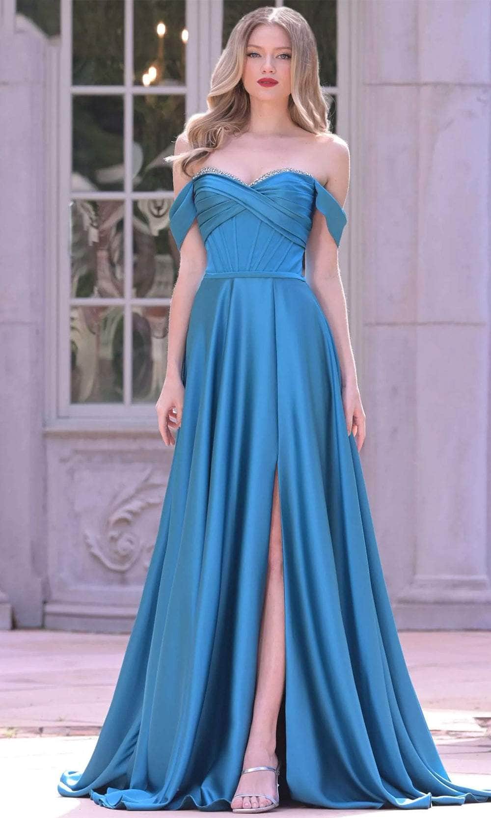 Colors Dress 3606 - Ruched Off Shoulder Prom Dress - view 6