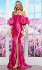 Colors Dress 3616 - 3D Floral Off Shoulder Prom Gown
