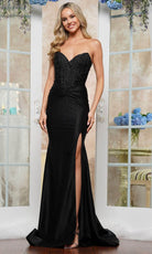 Colors Dress 3628 - Sweetheart Neck Rosebud Applique Prom Gown