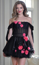 Colors Dress 3638 - Straight Neckline Floral Accent Dress - view 4