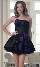 Colors Dress 3638 - Straight Neckline Floral Accent Dress - detail view