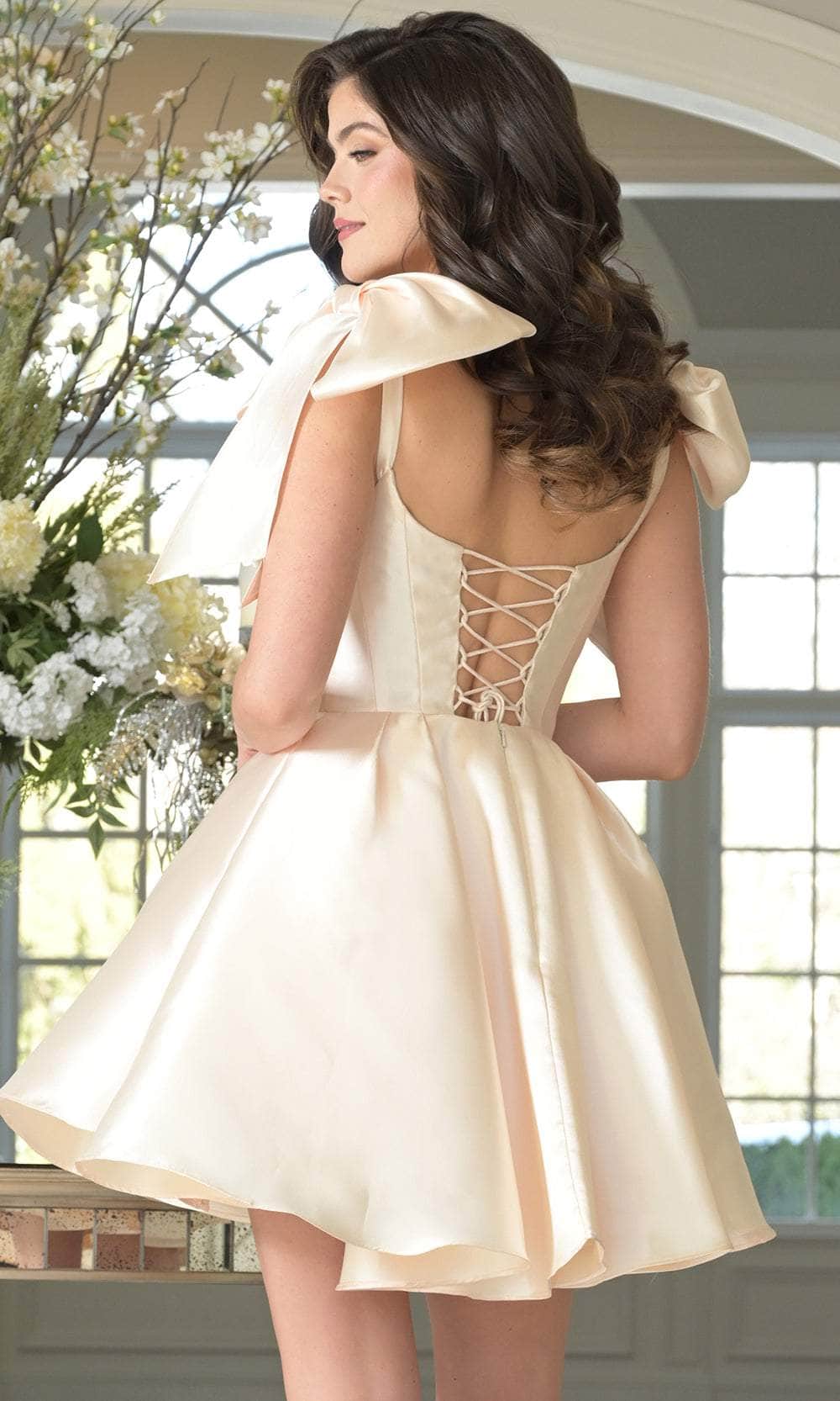 Colors Dress 3640 - Sweetheart Mini Dress with Shoulder Bows - back view